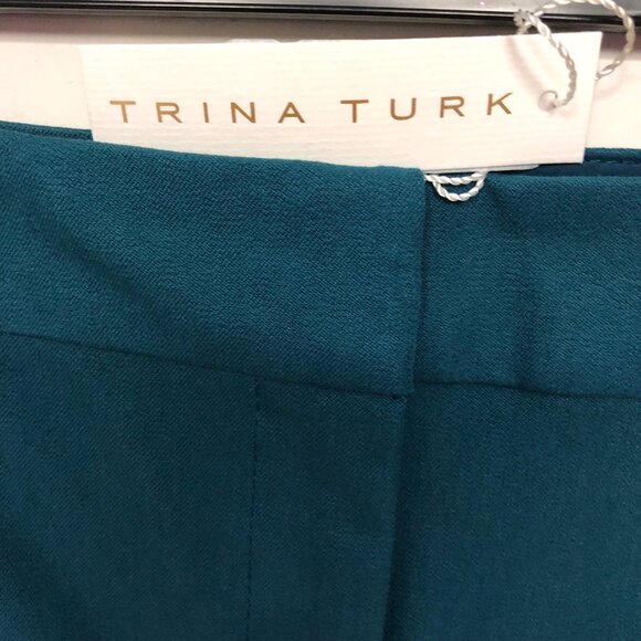 Trina Turk $298 Womens Teal Straight-Leg Pants High-Rise With Pockets 4 NWT - Picture 8 of 14